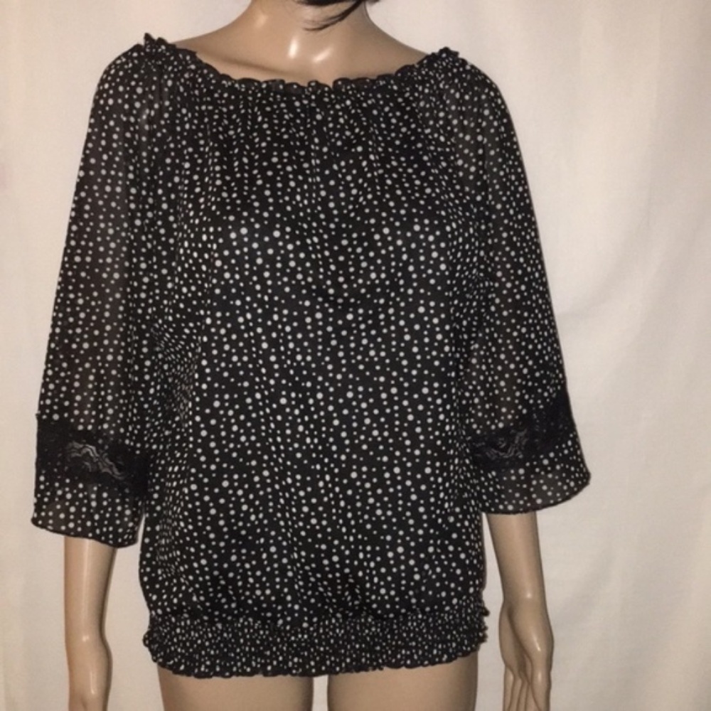 AB Studio Women’s Polka Dot Blouse Large